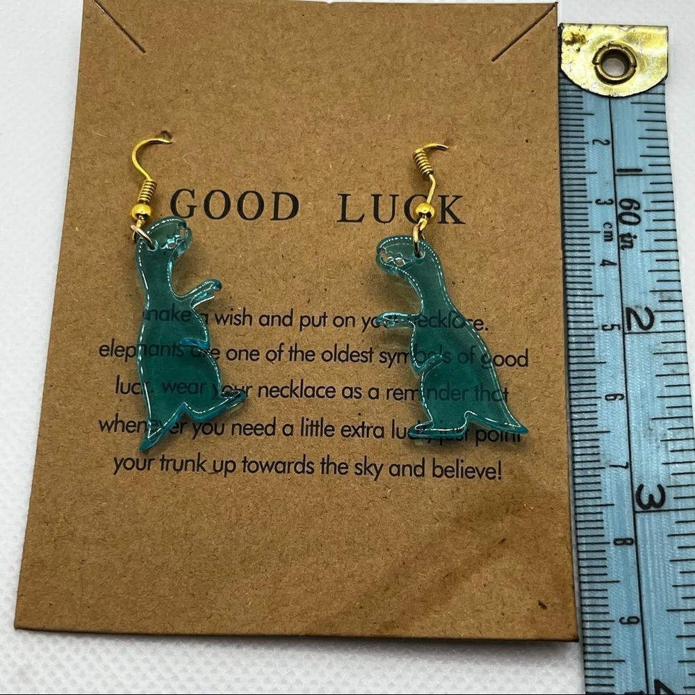 EARRINGS! Blue T-Rex Earrings SO CUTE!! BNWT - Picture 2 of 3